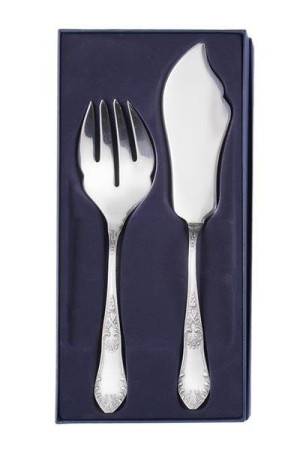 Zestaw posrebrzanych sztućców serwingowych do ryb - 2 szt.