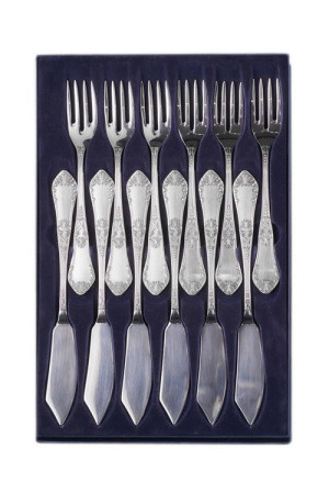 Zestaw posrebrzanych sztućców do ryb - 12 szt.