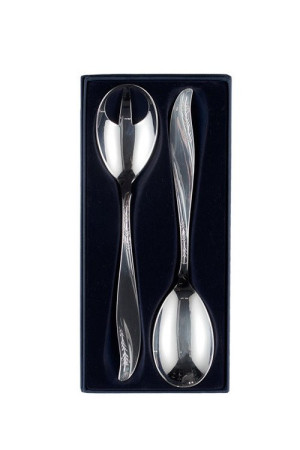 Zestaw srebrnych sztućców do sałat, oksydowany - 2 szt.