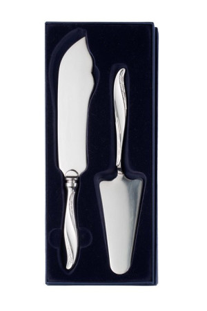 Zestaw srebrnych sztućców do tortu, oksydowany - 2 szt.