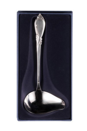 Posrebrzany czerpak do sosu, oksydowany