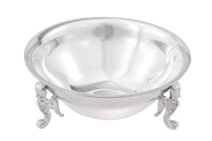 Posrebrzana miseczka na nóżkach - amorkach