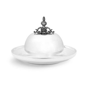 Posrebrzana maselniczka "Fragetka", oksydowana