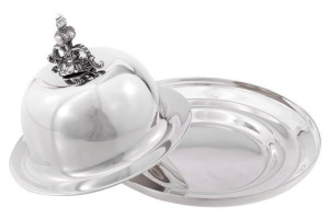 Srebrna maselniczka "Fragetka", oksydowana