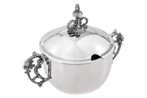 Srebrna cukiernica deserowa "Aleksandra" - oksydowana