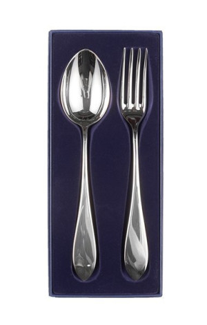 Zestaw posrebrzanych sztućców półmiskowych - 2 szt.