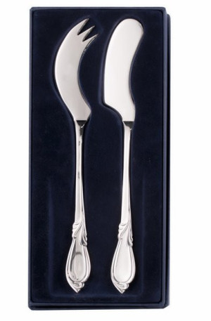 Zestaw posrebrzanych sztućców do sera i masła - 2 szt.