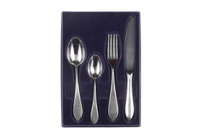 Zestaw posrebrzanych sztućców obiadowych z łyżką do bulionu - 4 szt.