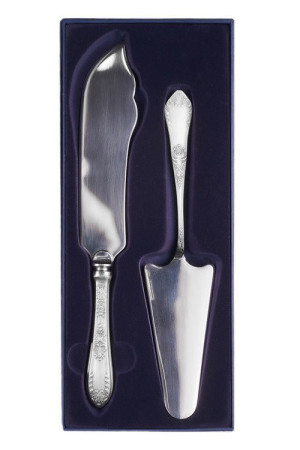 Zestaw posrebrzanych sztućców do tortu - 2 szt.