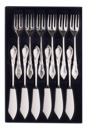 Zestaw posrebrzanych sztućców do ryb - 12 szt.