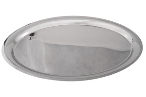 Posrebrzana duża taca owalna, błyszcząca