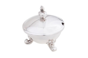 Posrebrzana miseczka z pokrywką na przyprawy