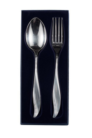 Zestaw posrebrzanych sztućców półmiskowych - 2 szt.