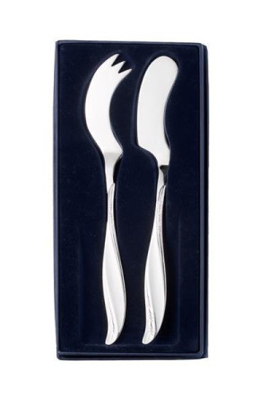 Zestaw posrebrzanych sztućców do sera i masła, oksydowany - 2 szt.