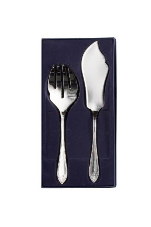 Zestaw srebrnych sztućców serwingowych do ryb, oksydowany - 2 szt.