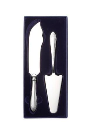Zestaw srebrnych sztućców do tortu, oksydowany - 2 szt.