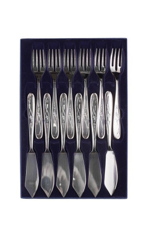Zestaw posrebrzanych sztućców do ryb - 12 szt.