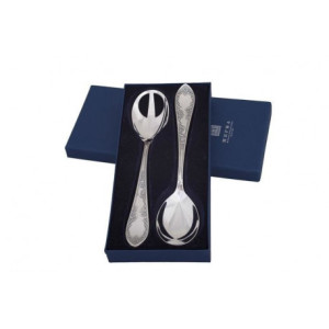 Zestaw posrebrzanych sztućców do sałat, oksydowany - 2 szt.