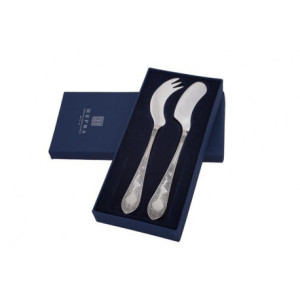Zestaw posrebrzanych sztućców do sera i masła, oksydowany - 2 szt.