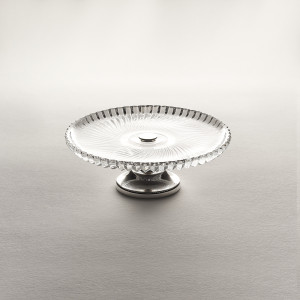 Posrebrzana niska patera z kryształowym talerzem