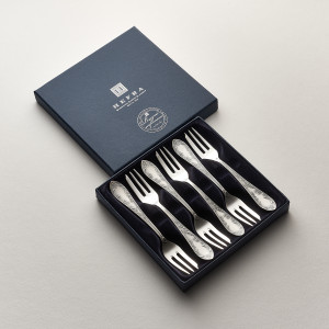 Zestaw posrebrzanych widelczyków do ciasta, oksydowany - 6 szt.