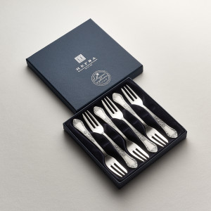 Zestaw posrebrzanych widelczyków do ciast, oksydowany - 6 szt.