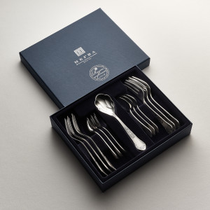 Zestaw srebrnych sztućców deserowych, oksydowany - 13 szt.