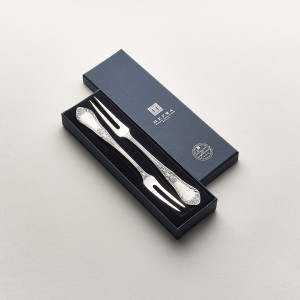 Zestaw posrebrzanych widelców do zakąsek, oksydowany - 2 szt.