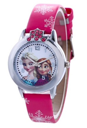 Hidzo Frozen Kinderhorloge Ø 30 mm - Roze Kunstleer Band