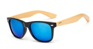 Houten Zonnebril met Blauw Glazen
