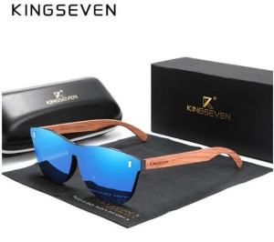 KingSeven Zonnebril Heren - Blue Oculos Bamboo UV400 en Polarisatie Filter