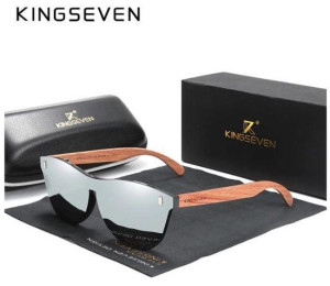 KingSeven Zonnebril Heren - Grey Oculos Bamboo UV400 en Polarisatie Filter