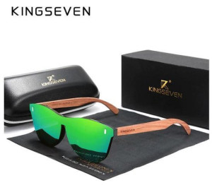 KingSeven - Zonnebril Heren - Green Oculos Bamboo UV400 en Polarisatie Filter