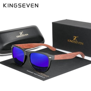 Kingseven - Dark blue - Wayfarer bamboo - UV400