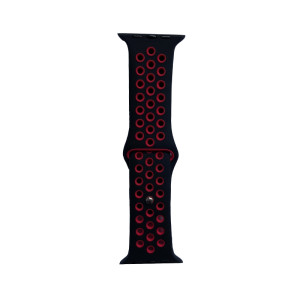 Hidzo Horlogebandje - Geschikt voor Apple Watch Series 1/2/3/4 - 42MM / 44MM - Siliconen - Zwart/Rood