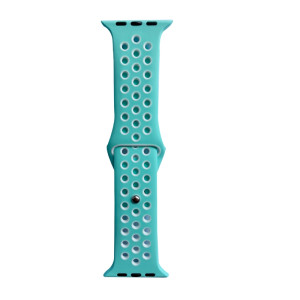 Hidzo Horlogebandje - Geschikt Voor Apple Watch Series 1/2/3/4 - 38MM / 40MM - Siliconen - Turquoise/Wit