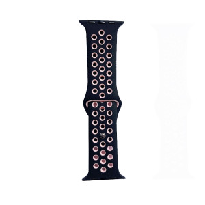 Hidzo Horlogebandje - Geschikt voor Apple Watch Series 1/2/3/4 - 42MM / 44MM - Siliconen - Zwart/Roze