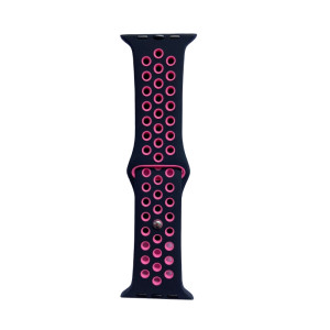 Hidzo Horlogebandje - Geschikt Voor Apple Watch Series 1/2/3/4 - 38MM / 40MM - Siliconen - Zwart/Donker Roze