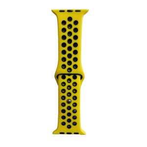 Hidzo Horlogebandje - Geschikt voor Apple Watch Series 1/2/3/4 - 42MM / 44MM - Siliconen - Geel/Zwart