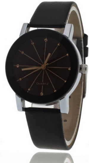 Black Quartz Horloge - PU lederen band - Rosegoud & Zwart - ø 40 mm