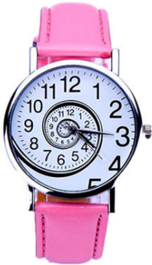 Hidzo Horloge Swirl Ø 37 mm - Roze - Kunstleer