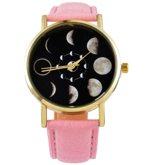 Hidzo Horloge Maan Ø 37 - Roze - Kunstleer