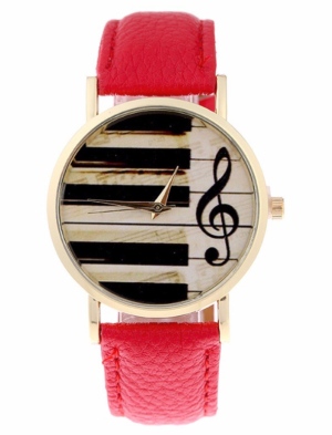 Hidzo Horloge Piano - Ø 37 mm - Donker Roze - Kunststof