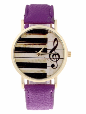 Hidzo Horloge Piano - Ø 37 mm - Paars - Kunststof