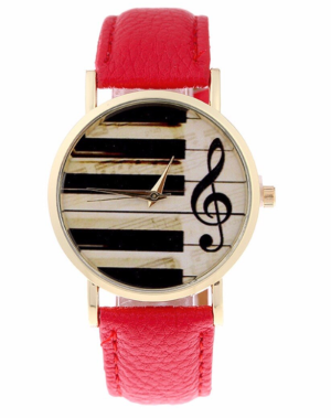 Hidzo Horloge Piano - Ø 37 mm - Rood - Kunststof