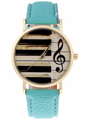 Hidzo Horloge Piano - Ø 37 mm - Turquoise - Kunststof