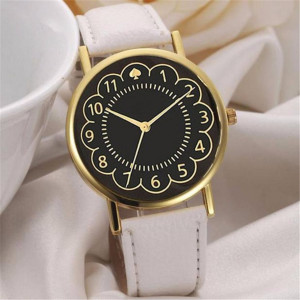 Hidzo Horloge Flower Ø 37 mm - Wit - Kunstleer