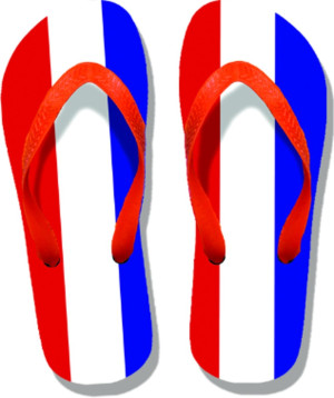Hidzo Slippers Maat 38 Rood Wit Blauw Oranje - Teenslippers