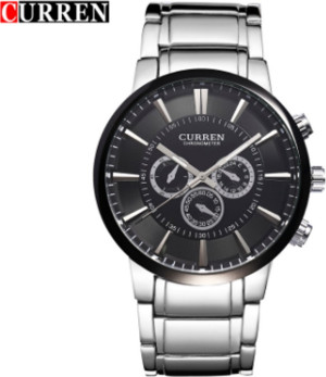 Hidzo Horloge Curren Ø 37 mm - Zilver/Zwart - Inclusief horlogedoosje