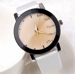 Hidzo Horloge One Two Three Ø 37 mm - Wit - Kunstleer